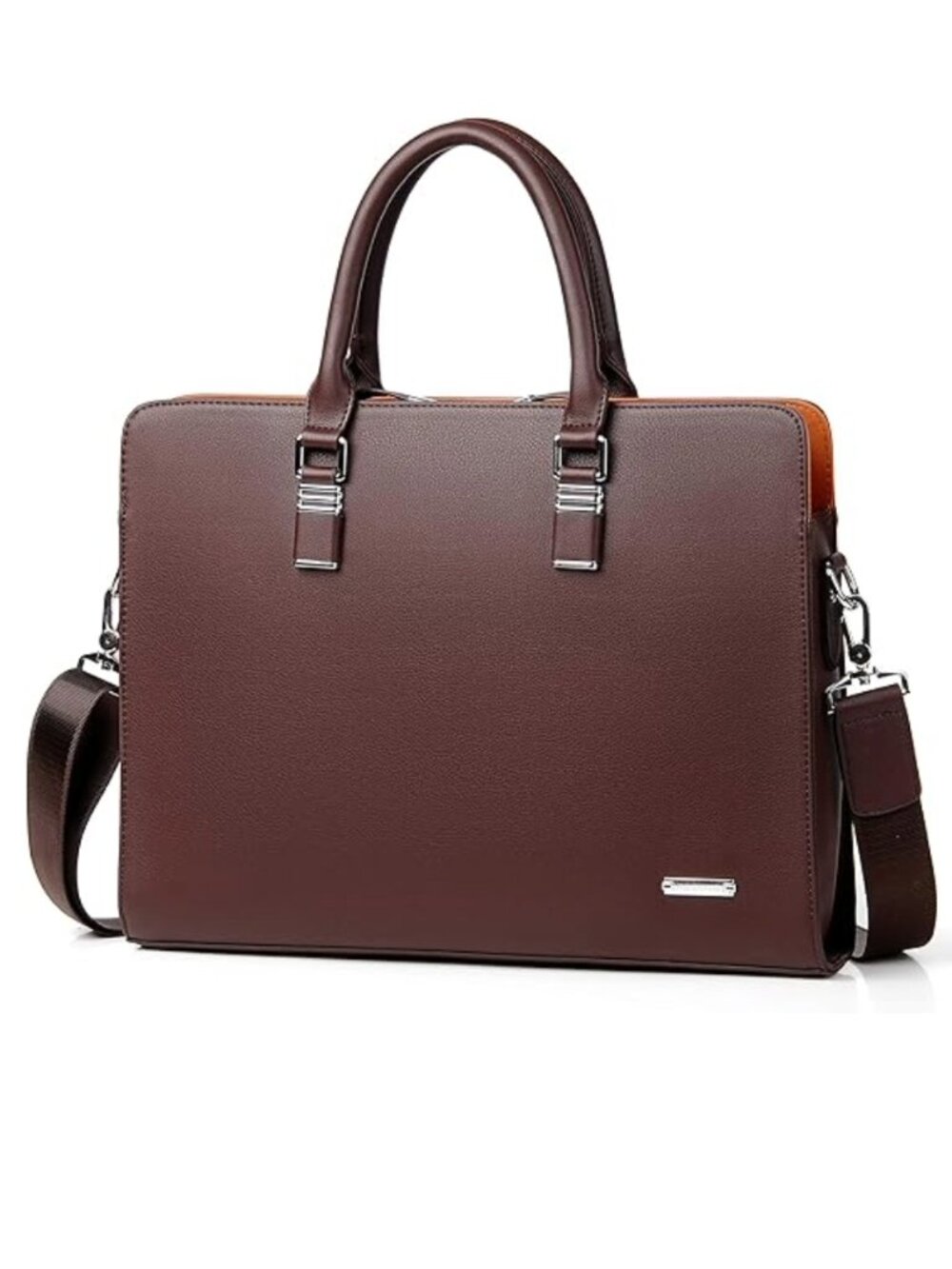 Men's Business Leather Briefcase Shoulder Laptop Bag, BROWN